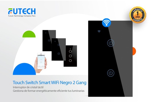 Touch Switch Wifi Negro 2 Gang PROMO 25%