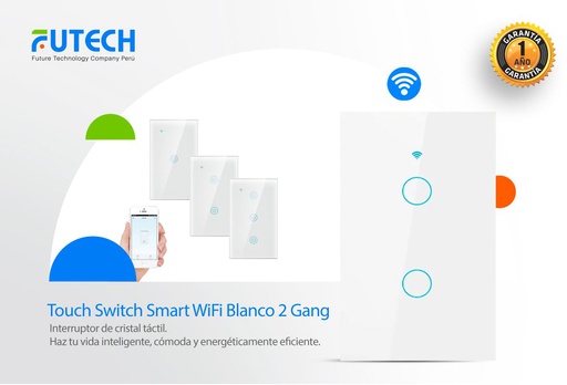 Touch Switch Wifi Blanco 2 Gang PROMO 25%